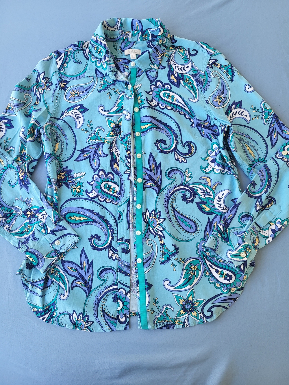 Talbots Blue Paisley Button-Up Blouse